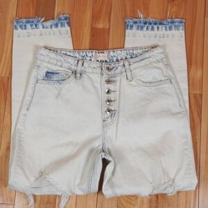 Altar'd State Vervet Light Button Fly‎ Raw Hem Distressed Jeans Size 27